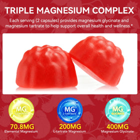 Gummies de Magnésium Glycinate SBHEANGBA avec étiquette nutritionnelle