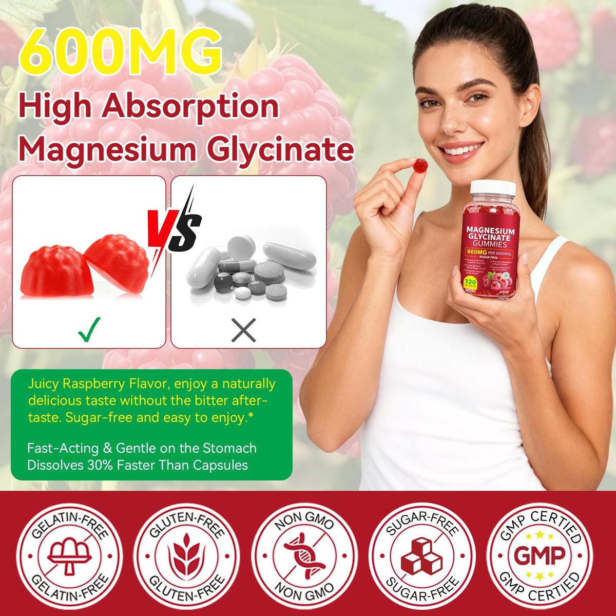 Gummies de Magnésium Glycinate SBHEANGBA avec une portion visible