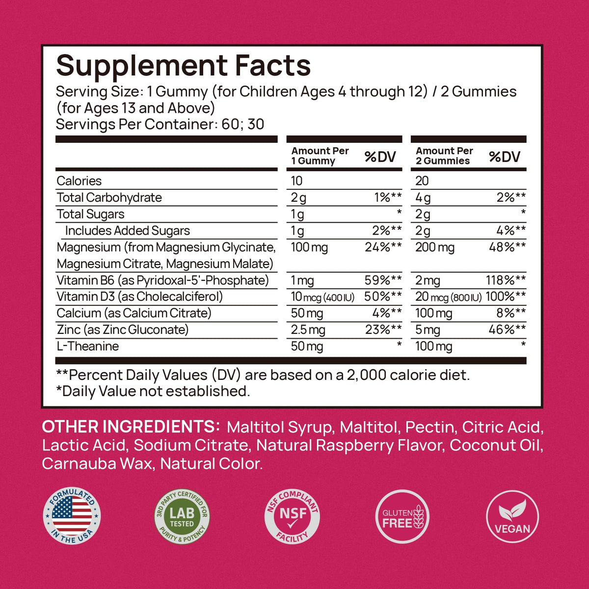 Gummies de magnésium glycinate Selerb, présentation avec d'autres compléments alimentaires