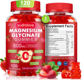 Gummies de magnésium glycinate sudrolove 600mg 120 pièces, vue de face