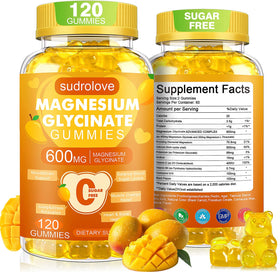 Gummies de magnésium glycinate sudrolove 600mg, boîte de 120 unités
