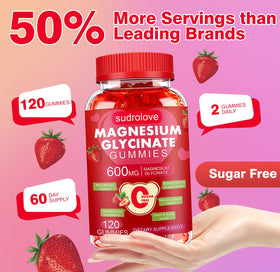 Gummies de magnésium glycinate sudrolove dans une main