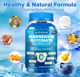 Gummies de magnésium glycinate sudrolove, goût fraise, emballage