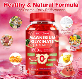 Gummies de magnésium glycinate sudrolove, goût fraise, vue de côté