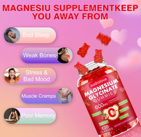 Gummies de magnésium glycinate sudrolove, portion recommandée de 1-2 gummies