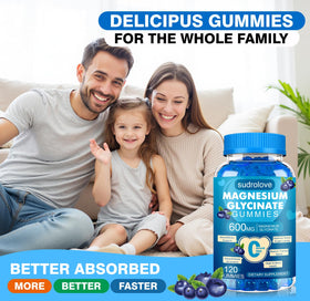 Gummies de magnésium glycinate sudrolove, présentation sur une table