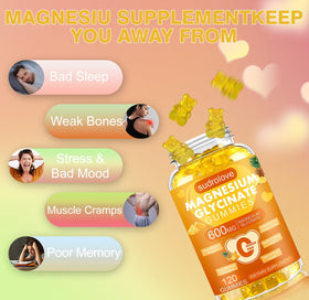 Gummies de magnésium glycinate sudrolove sur fond blanc