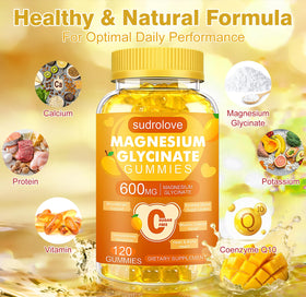 Gummies de magnésium glycinate sudrolove, vue de face avec étiquette