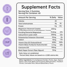 Gummies de magnésium glycinate Supfits 600mg, présentation des gummies