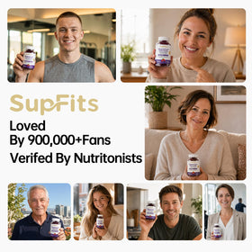 Gummies de magnésium glycinate Supfits avec des fruits en arrière-plan