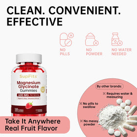 Gummies de magnésium glycinate Supfits, en gros plan sur le goût framboise