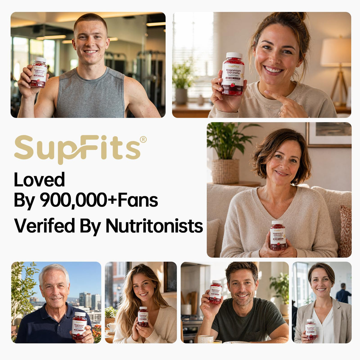 Gummies de magnésium glycinate Supfits, présentation des deux bouteilles