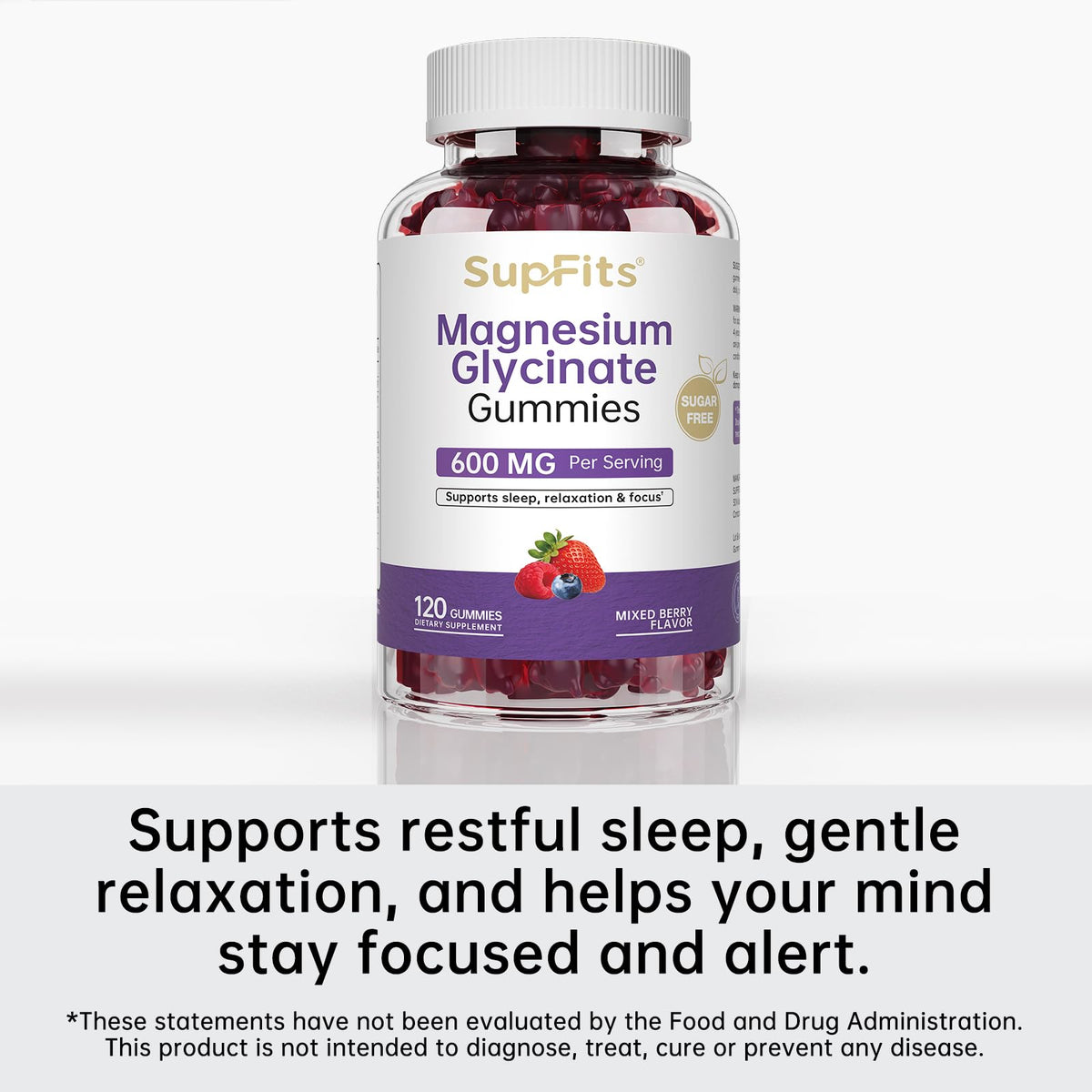 Gummies de magnésium glycinate Supfits sur un fond neutre