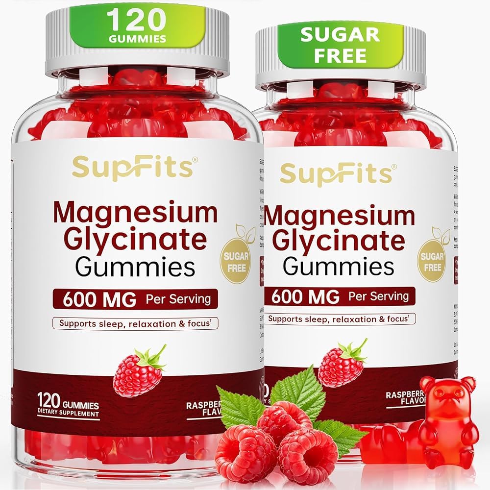 Gummies de magnésium glycinate Supfits, vue de face, goût framboise