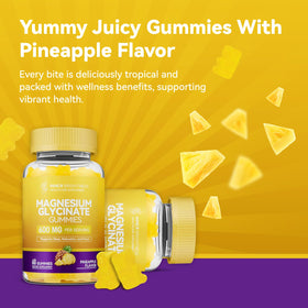 Gummies de magnésium glycinate sur une assiette, vue de dessus