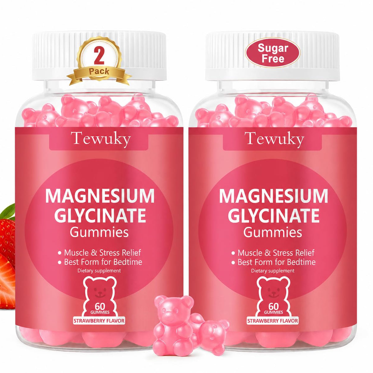 Gummies de magnésium glycinate Tewuky 500mg, vue de face