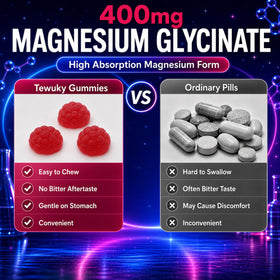 Gummies de Magnésium Glycinate Tewuky montrant la texture des chewables