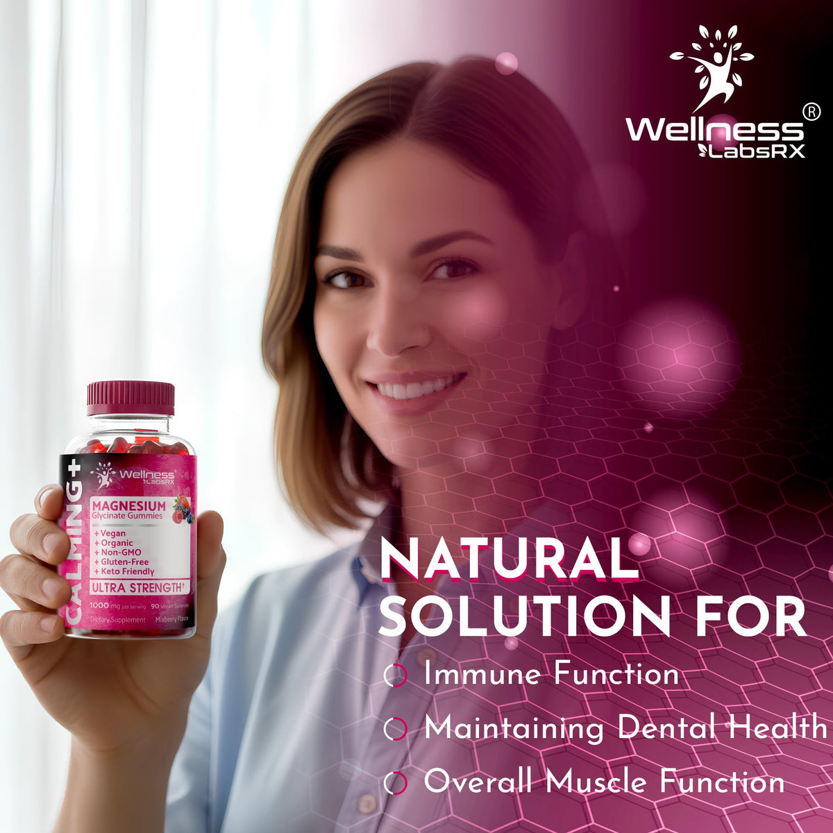Gummies de Magnésium Glycinate WELLNESS LABSRX, ingrédients sur l'étiquette