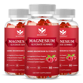 Gummies de magnésium glycinate WOGORGT, 400mg, 60 pièces en pot