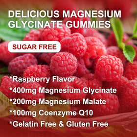 Gummies de magnésium glycinate WOGORGT, mise en scène avec des fruits