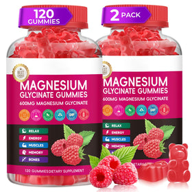 Gummies de magnésium glycinate Xytora 600mg saveur framboise en bouteille