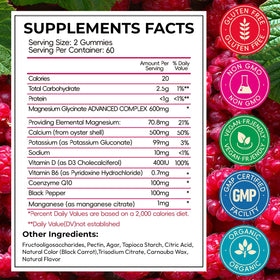 Gummies de magnésium glycinate Xytora 600mg saveur framboise vue de face