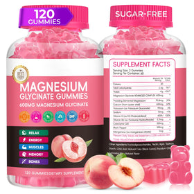 Gummies de magnésium glycinate Xytora 600mg, saveur pêche, vue de face