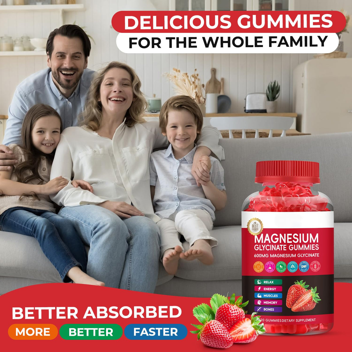 Gummies de magnésium glycinate Xytora avec ingrédients visibles