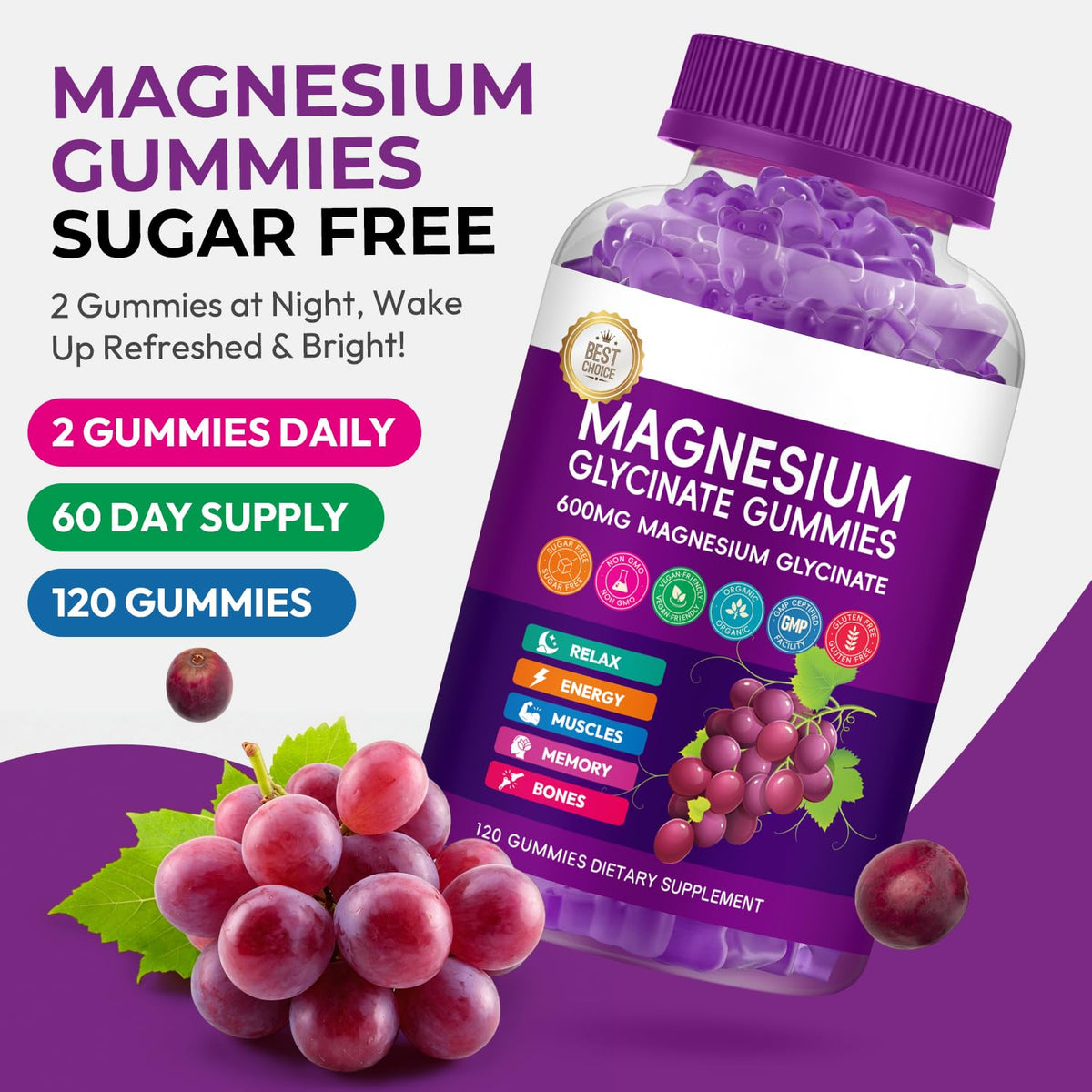Gummies de magnésium glycinate Xytora avec une cuillère