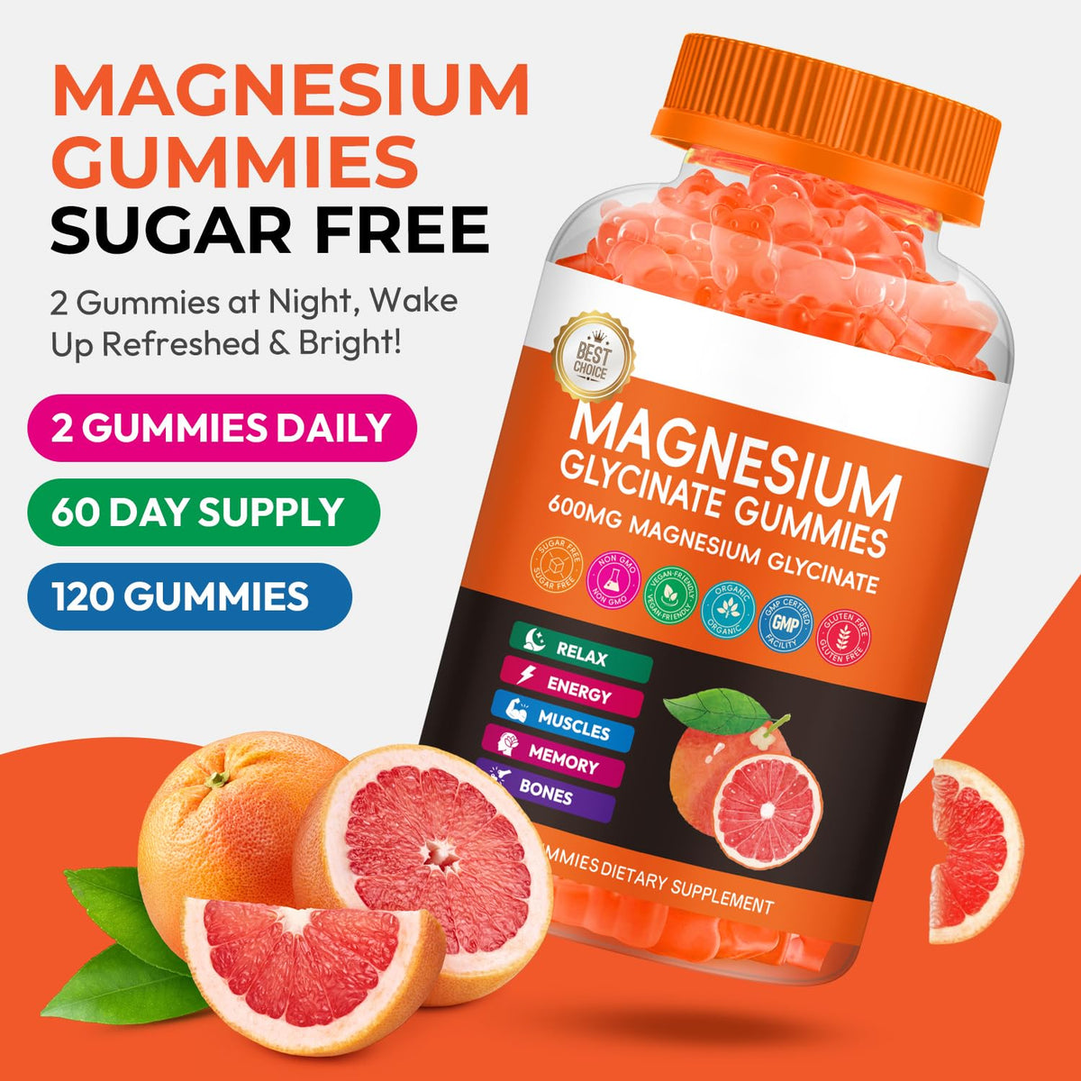 Gummies de magnésium glycinate Xytora, deux gummies sur une cuillère