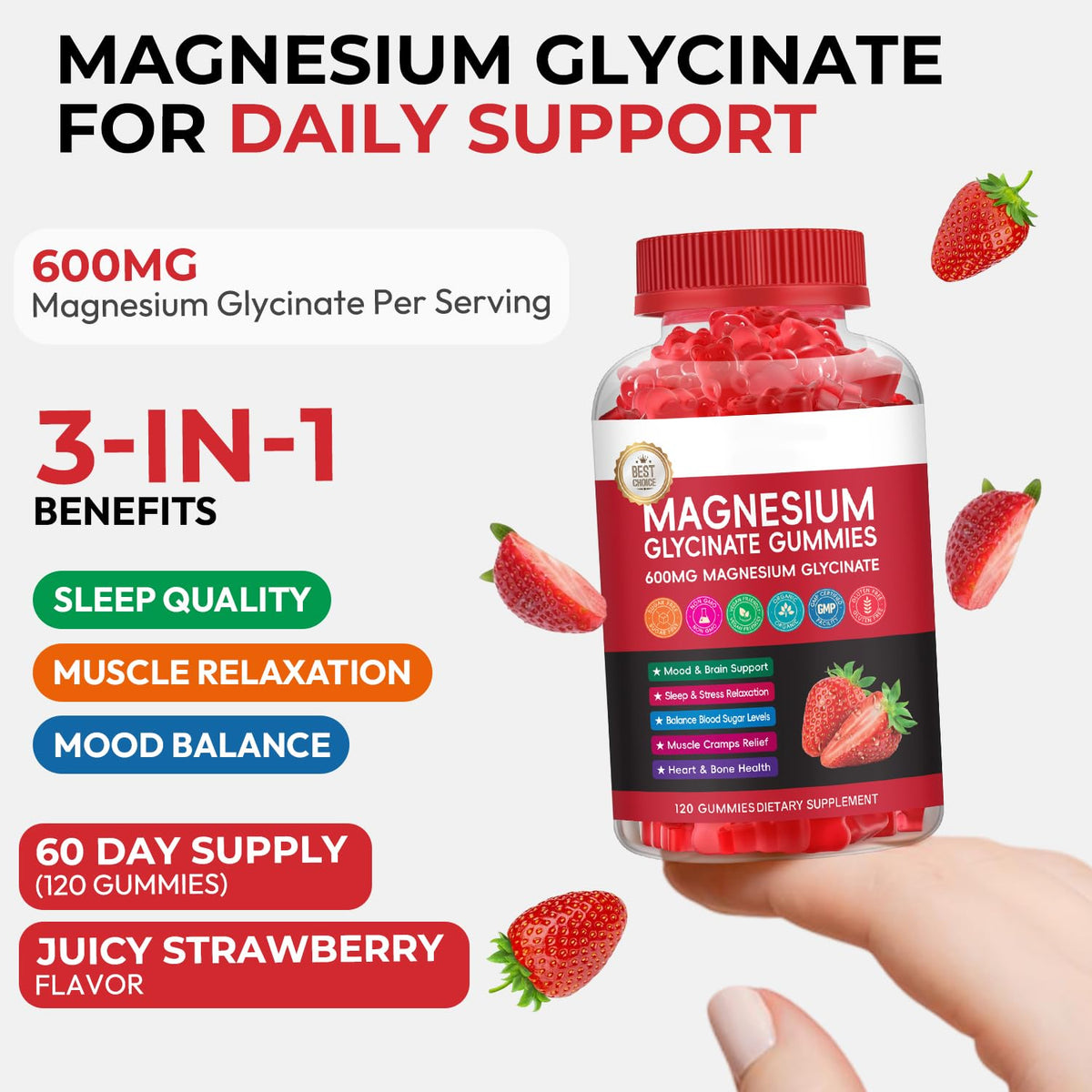 Gummies de magnésium glycinate Xytora en gros plan