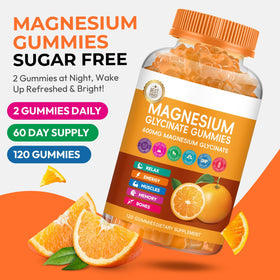 Gummies de magnésium glycinate Xytora sur une table, avec des fruits