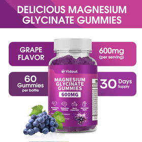 Gummies de Magnésium Glycinate Yidout, vue de l'arrière de la boîte