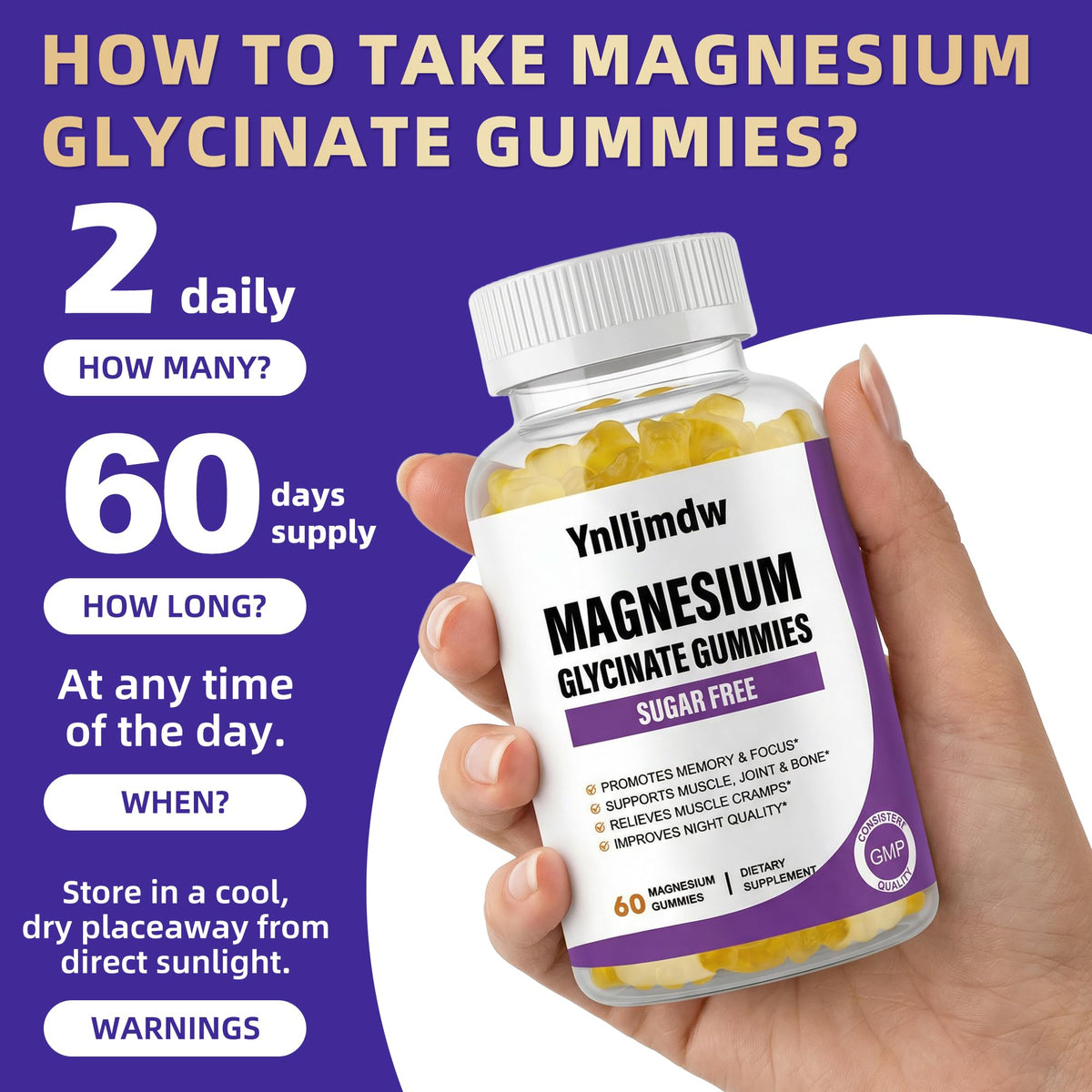 Gummies de magnésium glycinate Ynlljmdw en présentation