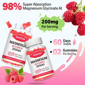Gummies de magnésium glycinate Zetelixia avec une framboise fraîche à côté