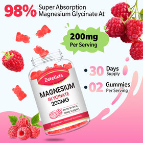 Gummies de magnésium glycinate Zetelixia sur une table en bois