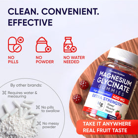 Gummies de magnésium glycinates 400mg avec des fruits
