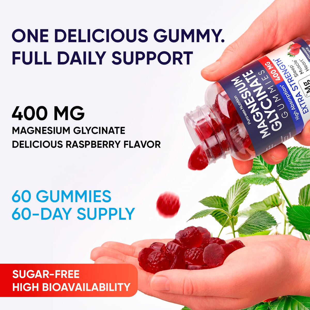 Gummies de magnésium glycinates 400mg avec un fond naturel