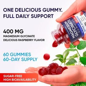 Gummies de magnésium glycinates 400mg avec un fond naturel