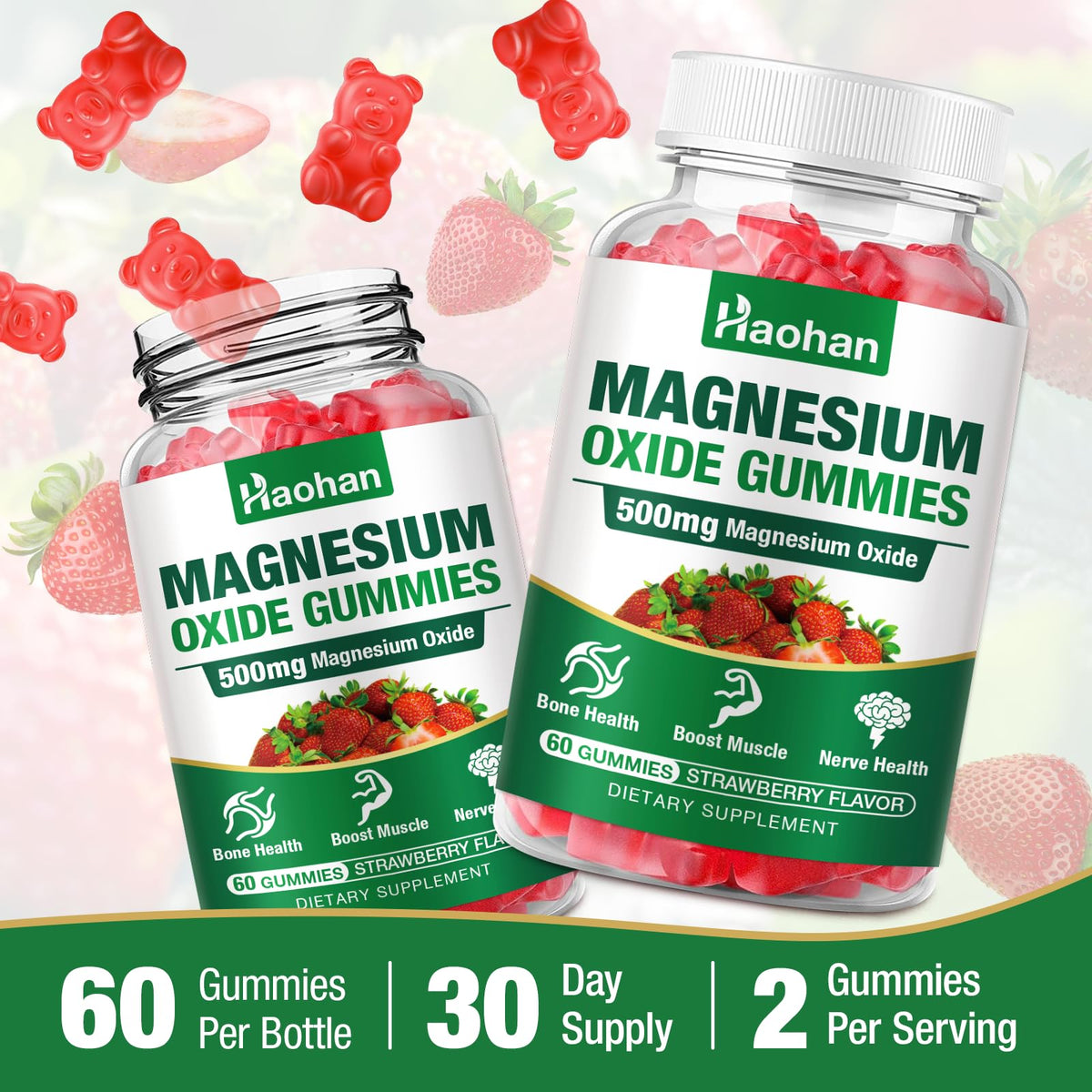 Gummies de magnésium Haohan, vue de dessus