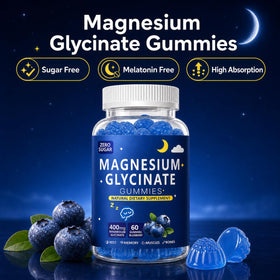 Gummies de magnésium hcusmile en main avec arrière-plan flou