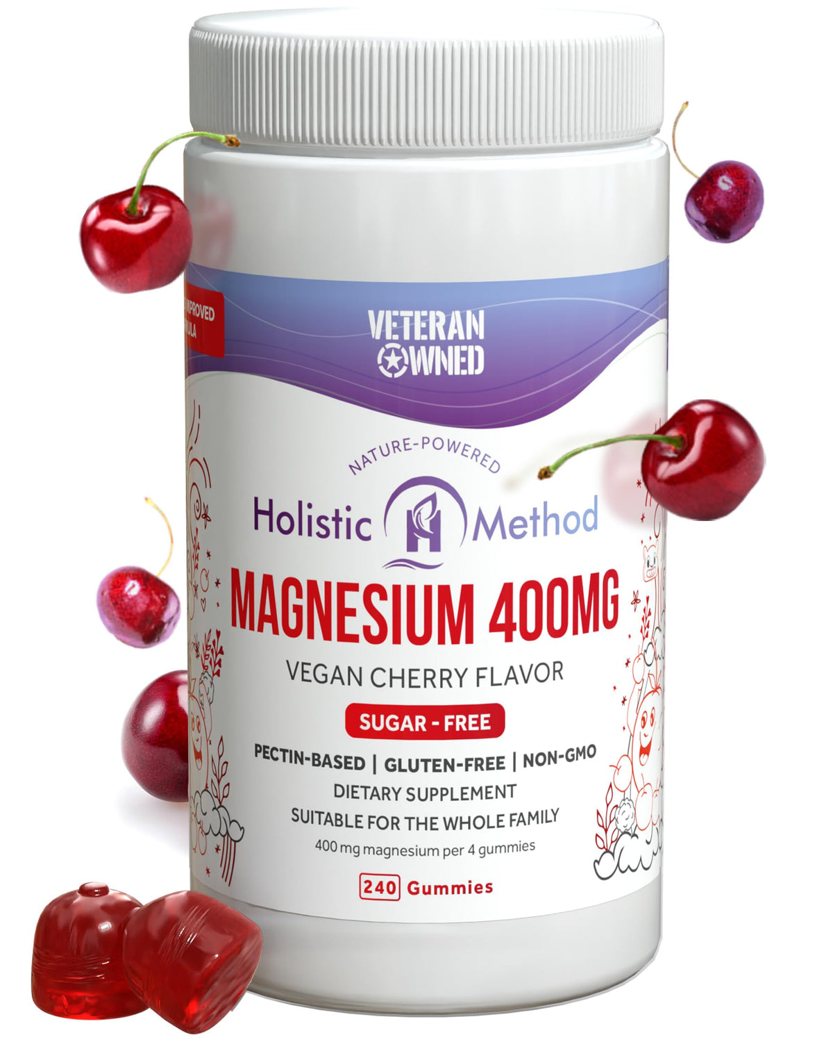 Gummies de magnésium Holistic Method 240 unités, vue de face