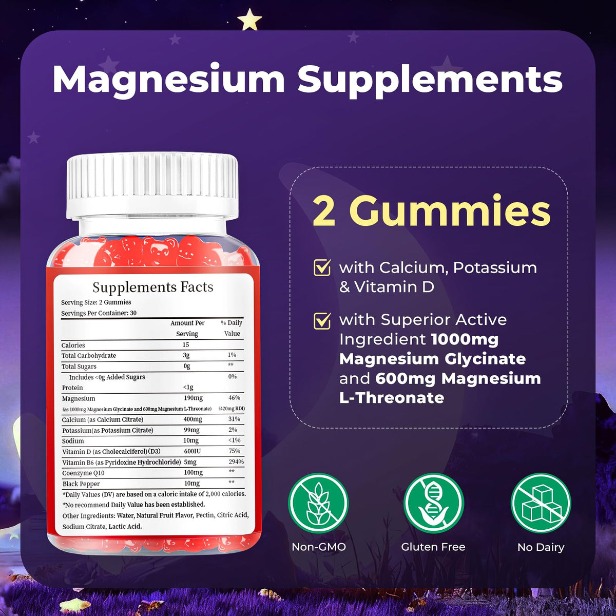 Gummies de magnésium IIEltruiom, mise en scène sur un bureau