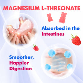 Gummies de magnésium L-thréonate BVIVLOO sur fond blanc
