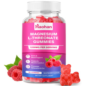 Gummies de Magnésium L-Thréonate Haohan saveur framboise, vue de face