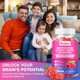 Gummies de Magnésium L-Thréonate Haohan sur une table