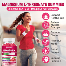Gummies de magnésium L-thréonate VAJYKEWJY avec étiquette visible