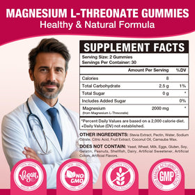 Gummies de magnésium L-thréonate VAJYKEWJY montrant la texture et la couleur framboise