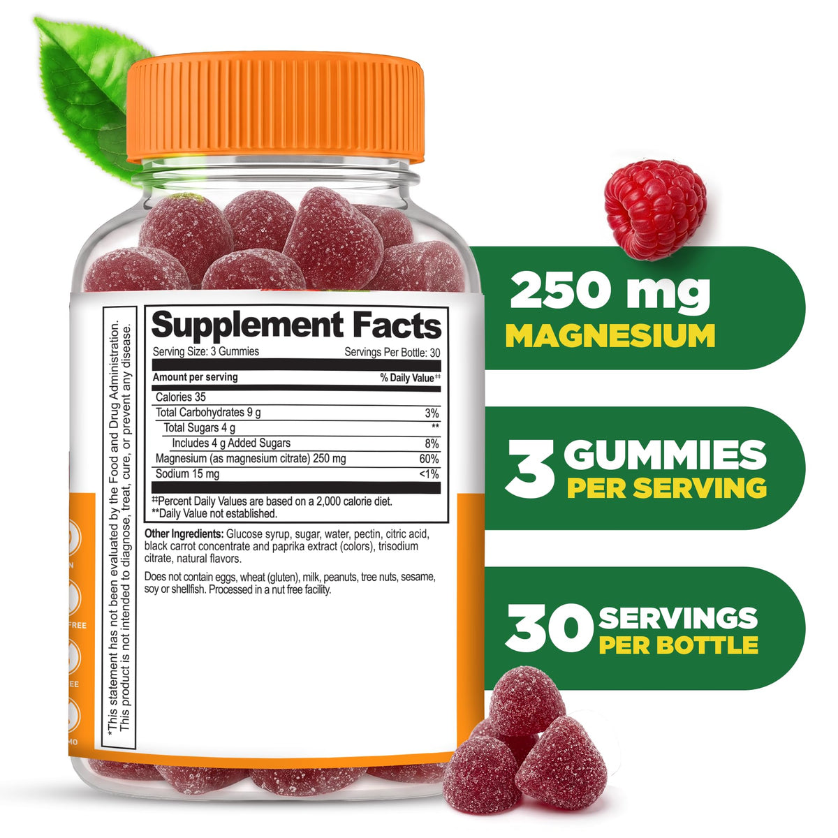 Gummies de magnésium Lifeable avec goût framboise, présentation