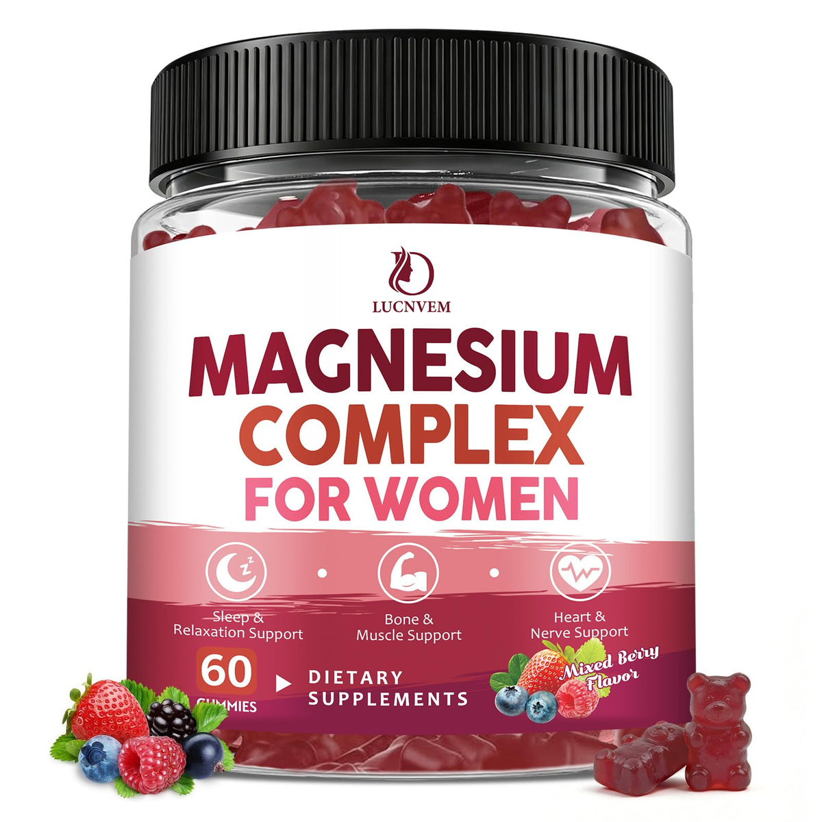 Gummies de magnésium LUCNVEM en pot de 60 unités